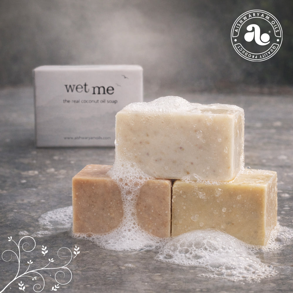 Vettiver, Greengram & Turmeric Soap Combo Pack of 3 (90g Each)