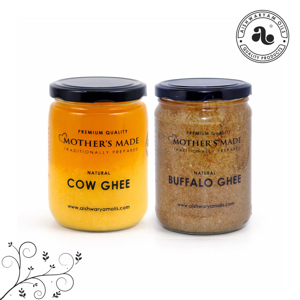 Pure Cow Ghee 500ml & Buffalo Ghee 500ml Combo (Pack of 2)
