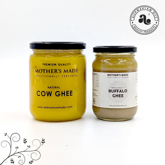 Pure Cow Ghee 500ml & Buffalo Ghee 250ml Combo (Pack of 2)