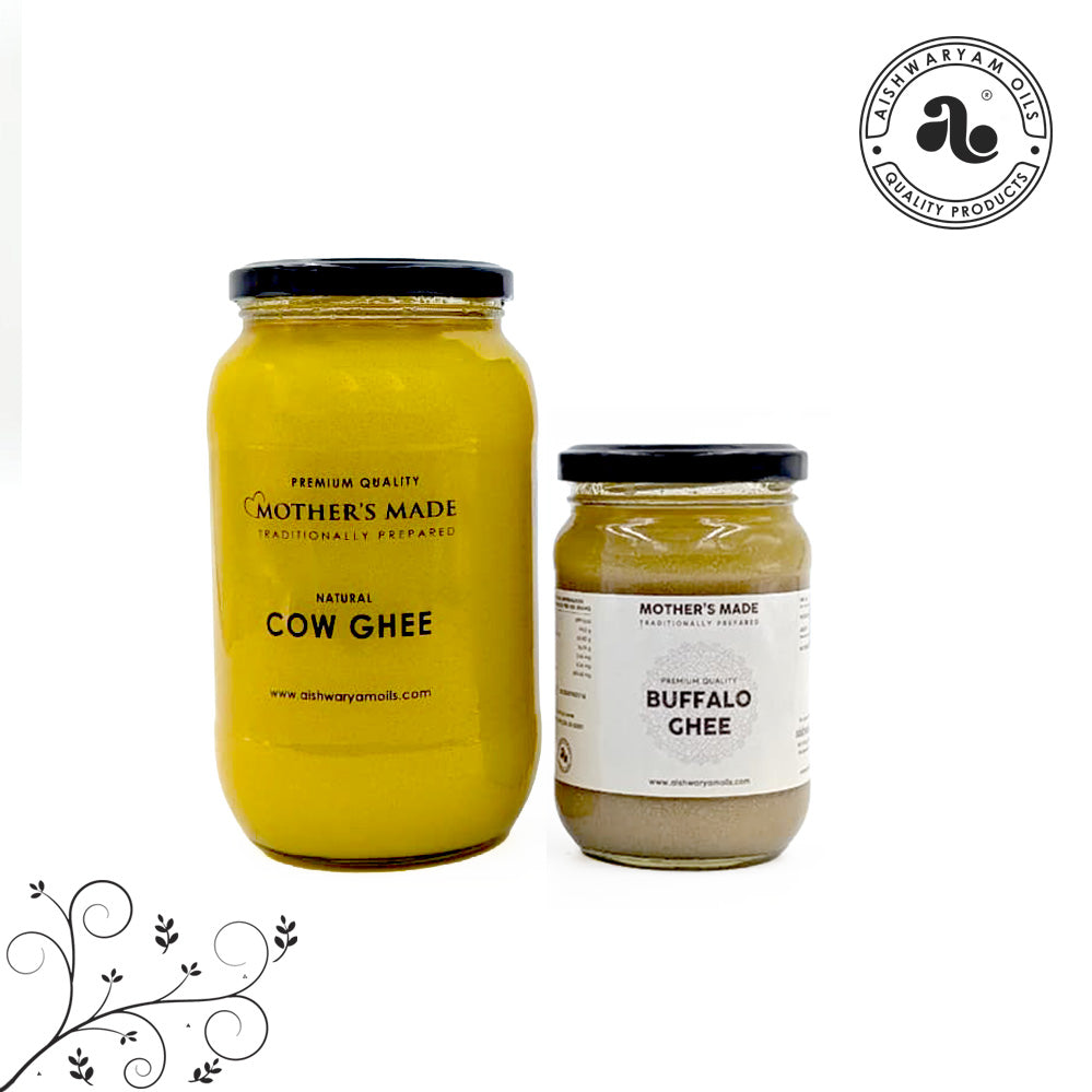 Pure Cow Ghee 1 L & Buffalo Ghee 250ml Combo (Pack of 2)