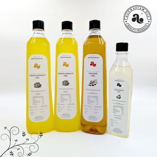 Groundnut Oil (2 Litre), Sesame Oil (1 Litre) & Coconut Oil (500 ml) Combo Pack