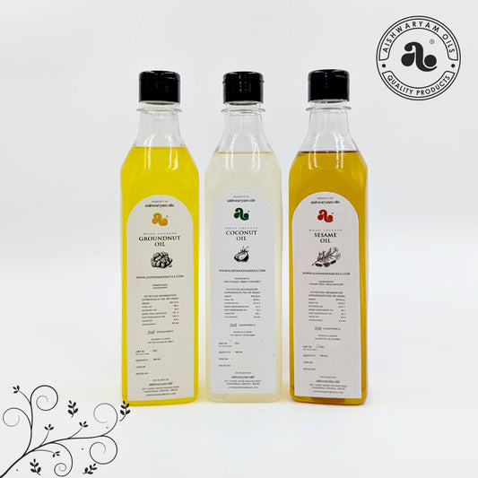 Groundnut Oil, Coconut Oil & Sesame Oil Combo Pack (500ml Each)